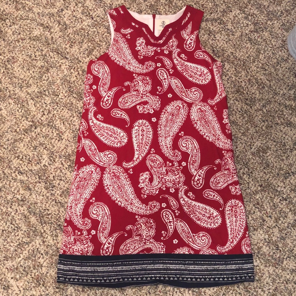Red and Blue Paisley Lands End Girls Dress